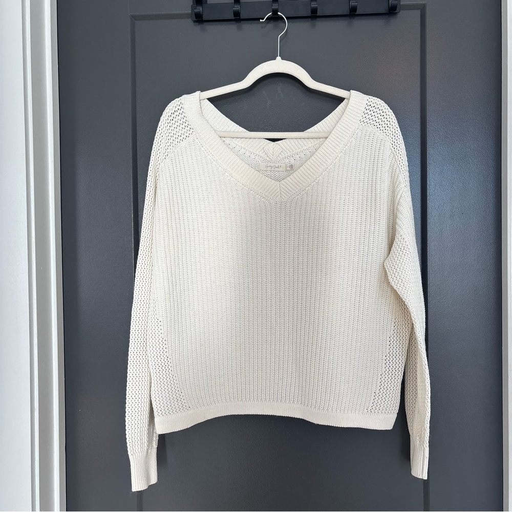 Grey State Cream V-Neck Sweater